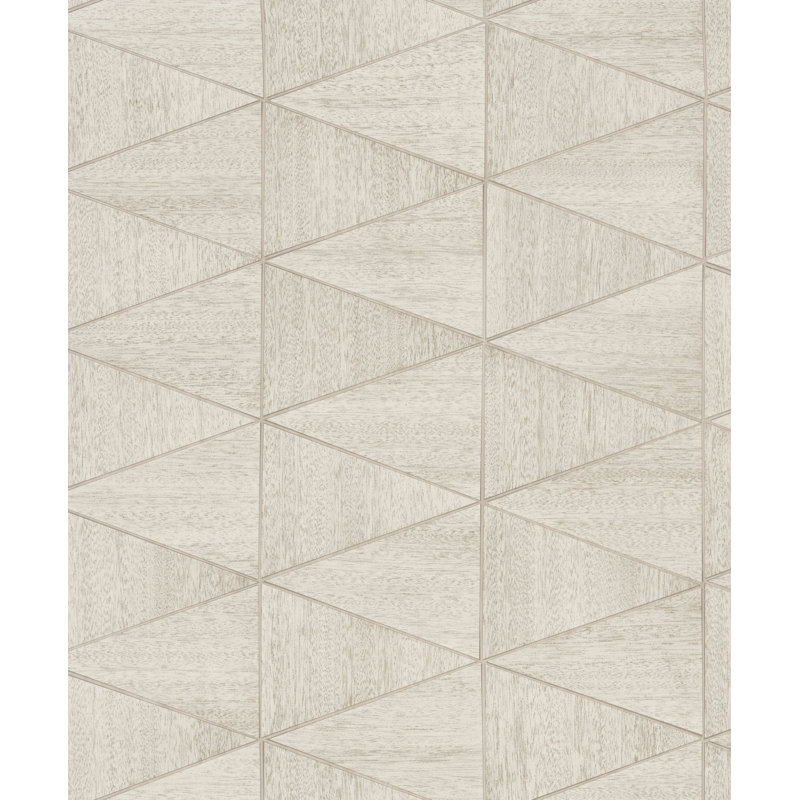 Woods and Wicker Collection Triangular Wood Tile Wallpaper Roll, Beige
