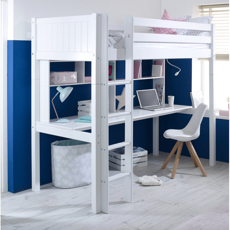 Solorzano European Single (90 x 200cm) Mate's & Captain's High Sleeper Loft Bed Bed with Bookcase