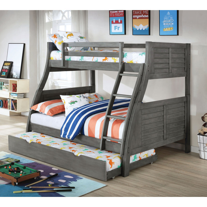 Acevedo Kids Twin Over Full Bunk Bed with Trundle, Antique Gray