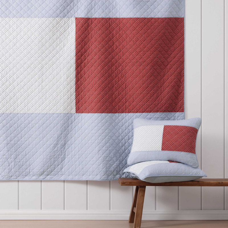 Ensemble de courtepointe Tommy Hilfiger, Courtepointe pour grand lit + 2 taies décoratives