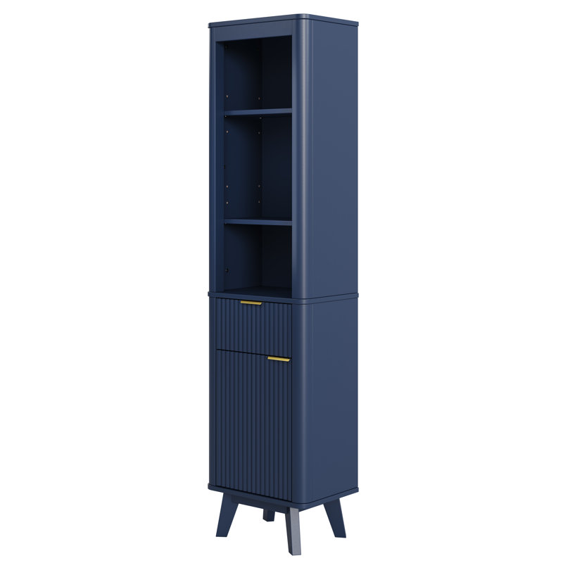 Armoire de rangement de 68 po de hauteur avec tablettes réglables et tiroir, Marine