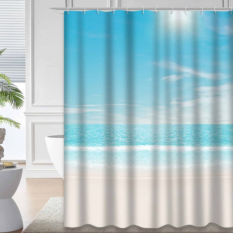 Soleil plage tropicale ciel mer sable océan bleu paradis coucher de soleil turquoise avec 12 crochets, L 72 po x l 78 po