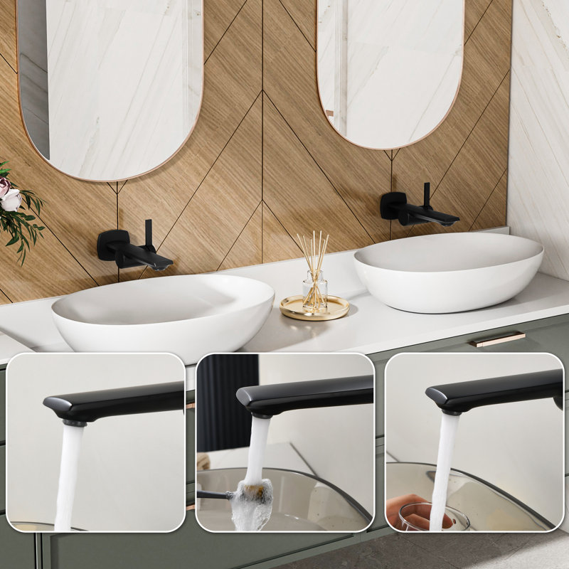 Wall Mounted CUPC Certified Single Handle Bathroom Faucet In Matte Black, Matte Black