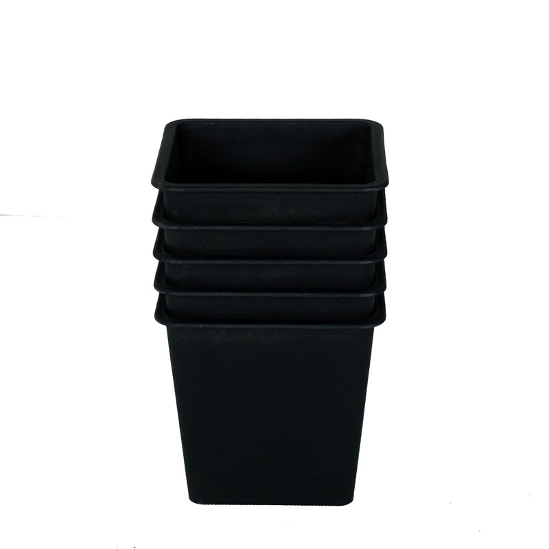 Pots de jardin carrés 5 po - plastique noir avec drainage 5. Convient à la plantation et à d'autres utilisations