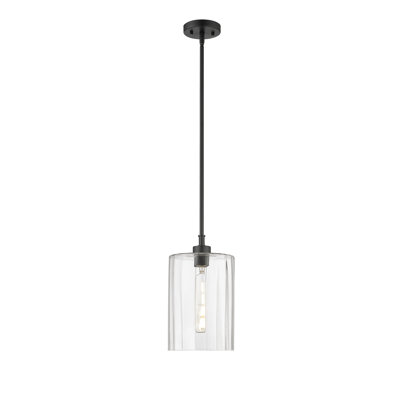Luminaire suspendu 1 lumière avec abat-jour en verre biseauté transparent Latitude Run® Raelena