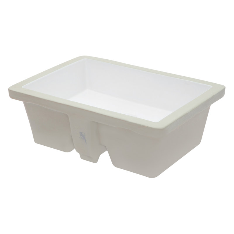 Lavabo de salle de bain rectangulaire encastré en céramique blanc avec trop-plein 19 po L