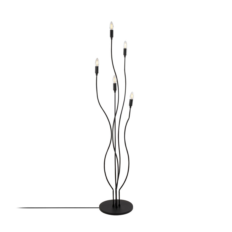 Modern Industrial Floor Lamp, Black Metal Body, 13.8 x 13.8 x 61.0 inches | 30 cm Base Plate Diameter & 0.8 in Height | 5 x E14 Socket (Max 40W) | Stylish Novelty Design for Home, Office, & Living Spaces