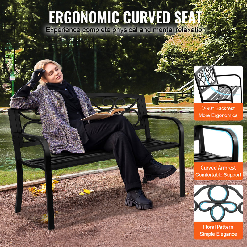 VEVOR 50" Gray Metal Outdoor Garden Bench