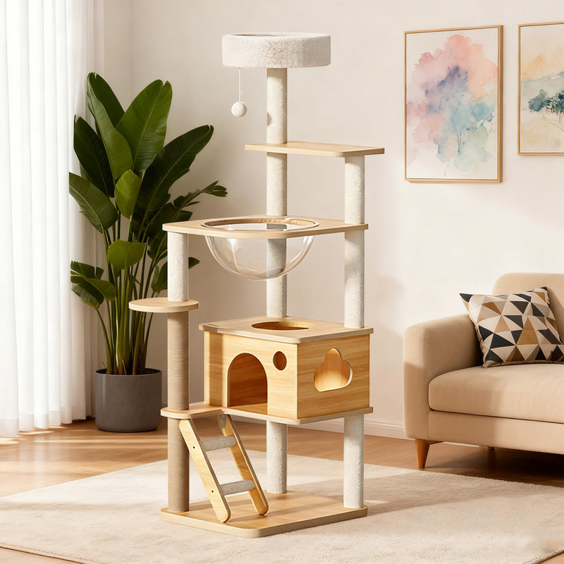 Arbre à chat moderne en bois