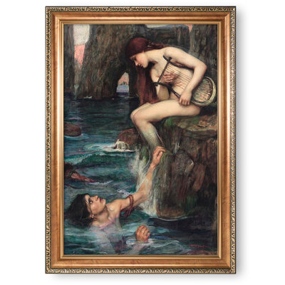 The Siren by John William Waterhouse Painting Reproductions Framed World Classic Reproductions For HomeDecor,Gold Frame