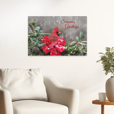 «Season's Greetings», cardinal, art contemporain d'hiver