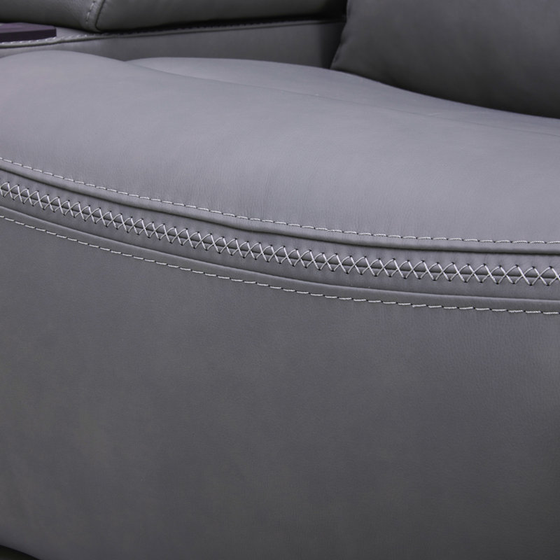 Causeuse inclinable électrique en cuir 79 po Cabrero, Gris