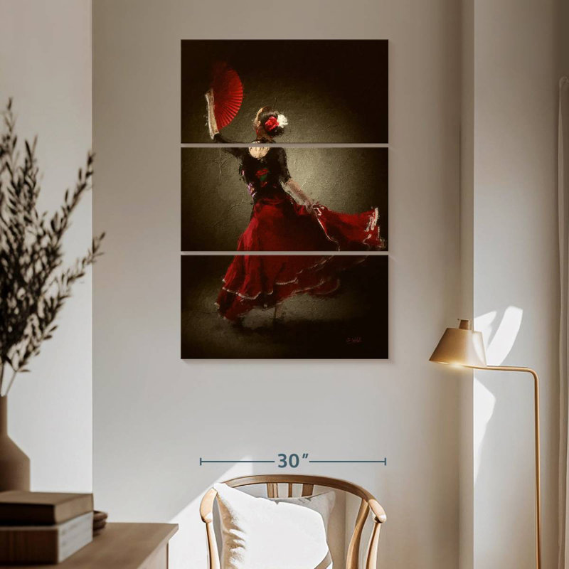 Enn The Red Fan, 65" H x 42" W