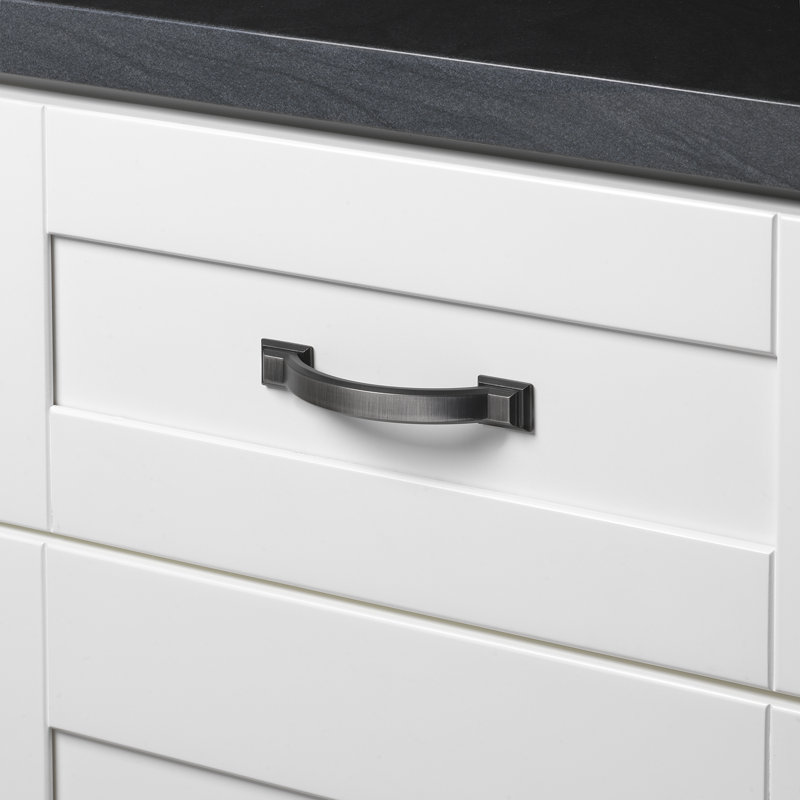 Square Cabinet Hardware Handle 3” Center Arch Pull Multipack, Brushed Pewter