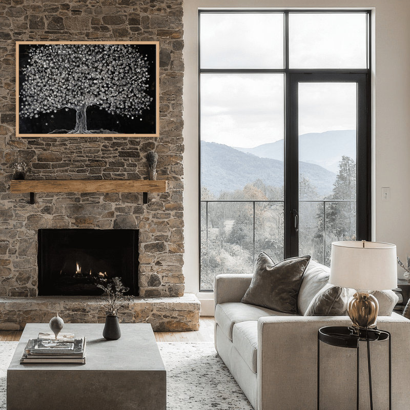 Art mural sur toile "Fleurs célestes" par Karen Biery, H 30 po x l 40 po, Framed Print, White