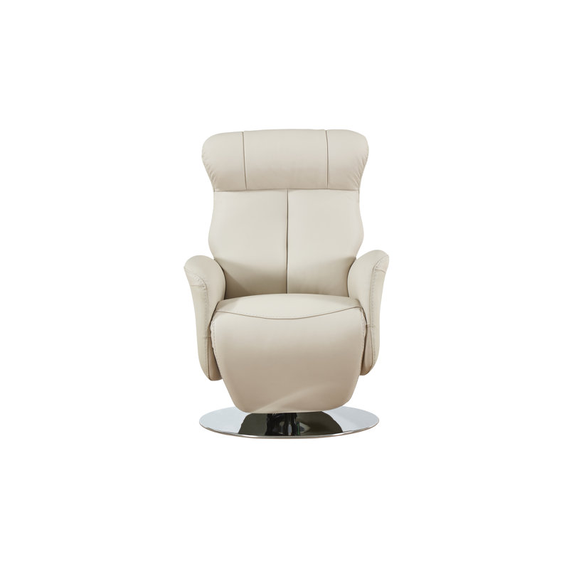 Gino Leather Swivel Power Recliner, Sand Genuine Leather