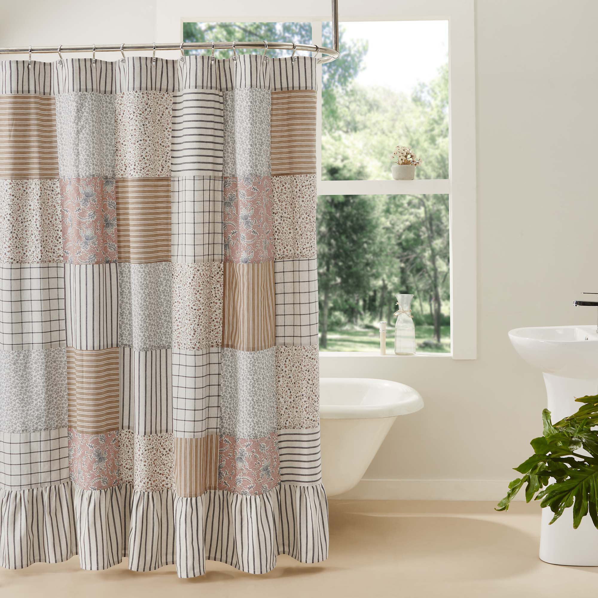 August Grove® Liseron 100% Cotton Patchwork Single Shower Curtain | Wayfair