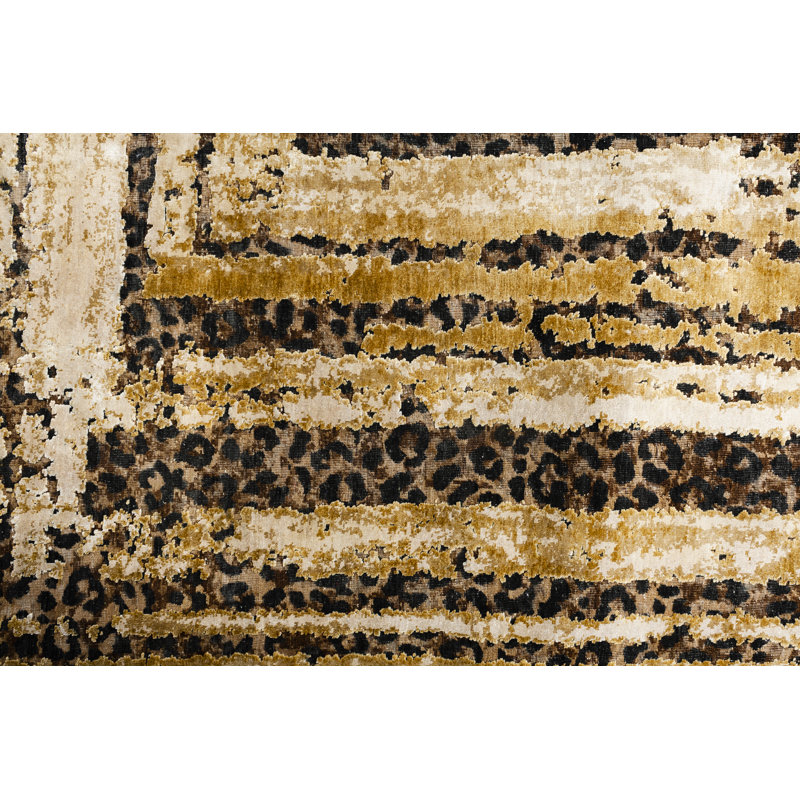 Tapis chameau et beige noué à la main de haute qualité, Rectangle 2 pi x 3 pi