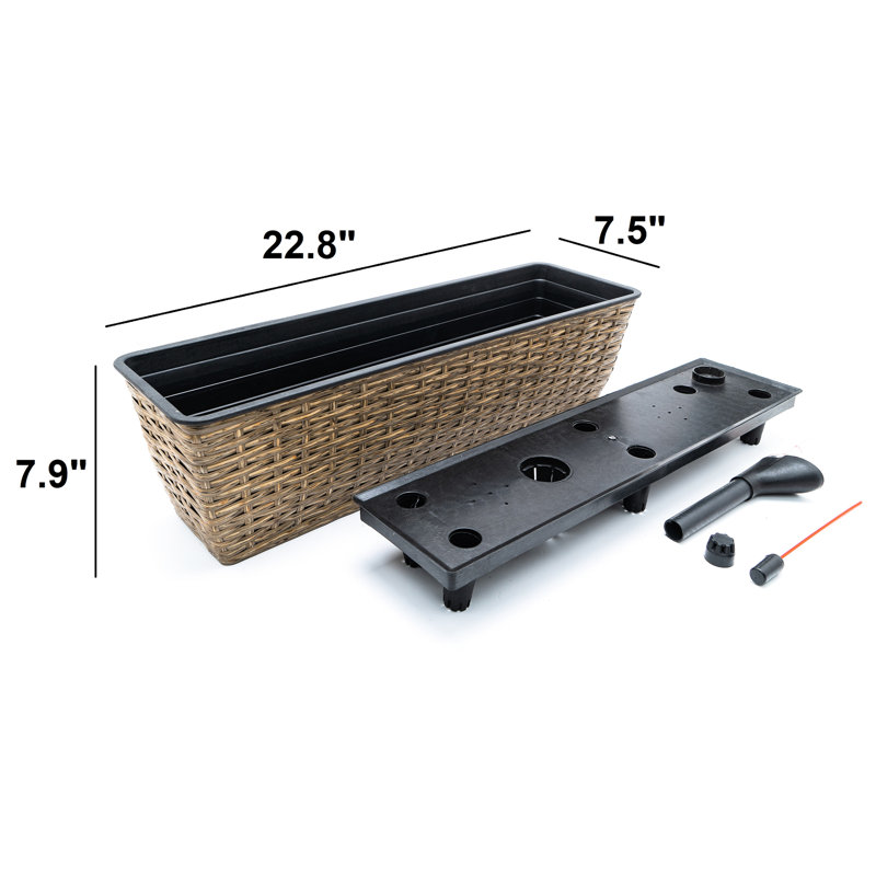 2 Brown Self-Watering Planters - Hand Woven For Indoor & Outdoor Plants Fire, Oak
