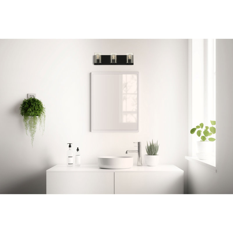 Barre d'éclairage de salle de bain 4 lumières chrome, 4, Transparent, Noir mat