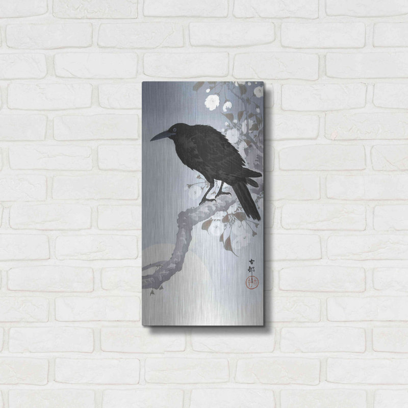 «Crow At Full Moon 19001930» par Ohara Koson, H 24 po x l 12 po x P 0,2 po