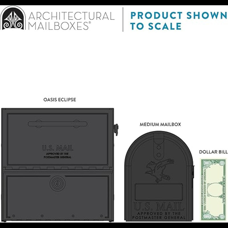 Architectural Mailboxes 6400P-R-10 Oasis Eclipse Locking Mailbox, C2, Pewter