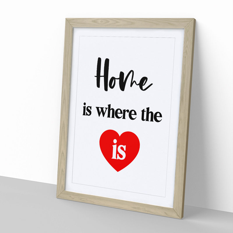 Home Is Where the Heart Is - Picture Frame Typography, 36cm H x 27cm W x 2cm D, Oak Framed