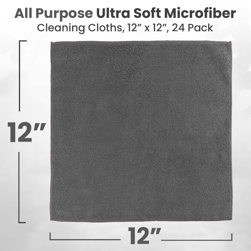 Tissu de microfibre, Gris, 5,98 po x 12,59 po