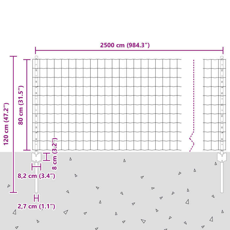 80cm H x 2500cm W Steel Border Fencing