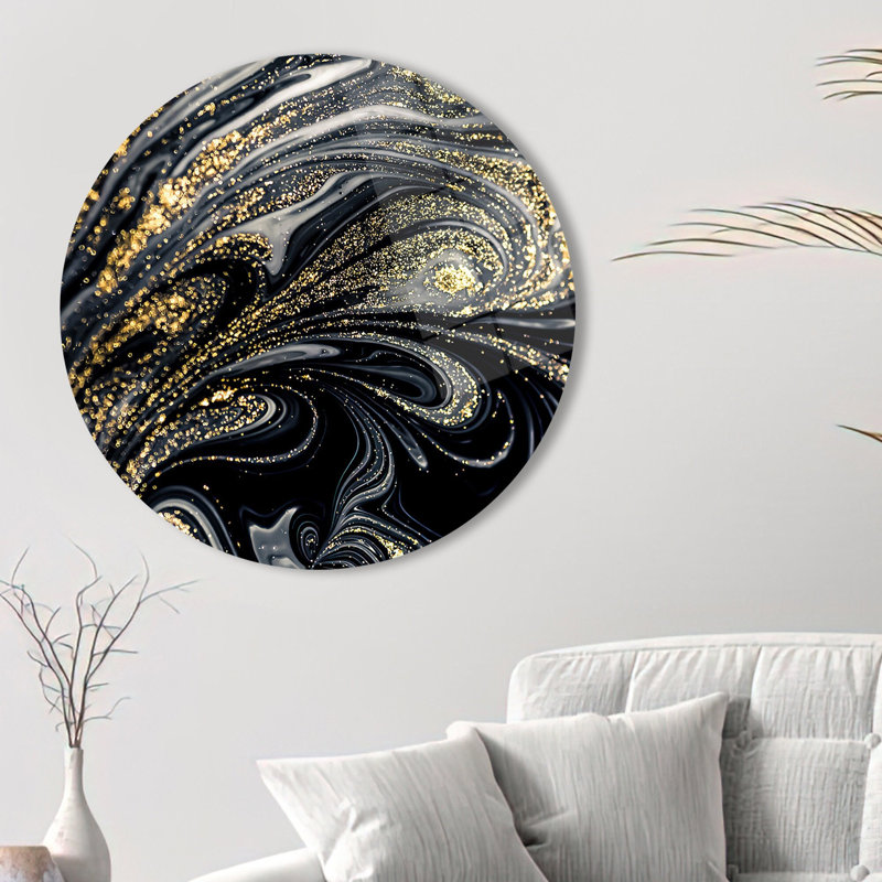 Abstract Modern Glass Wall Art For Unique Home Decor And Stylish Interior Design Statement Piece_Round, 39.4" H x 39.4" W