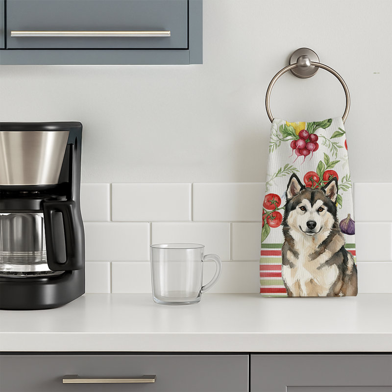 Serviette de cuisine Sable and White Alaskan Malamute Légumes, Sable / Malamute d'Alaska blanc