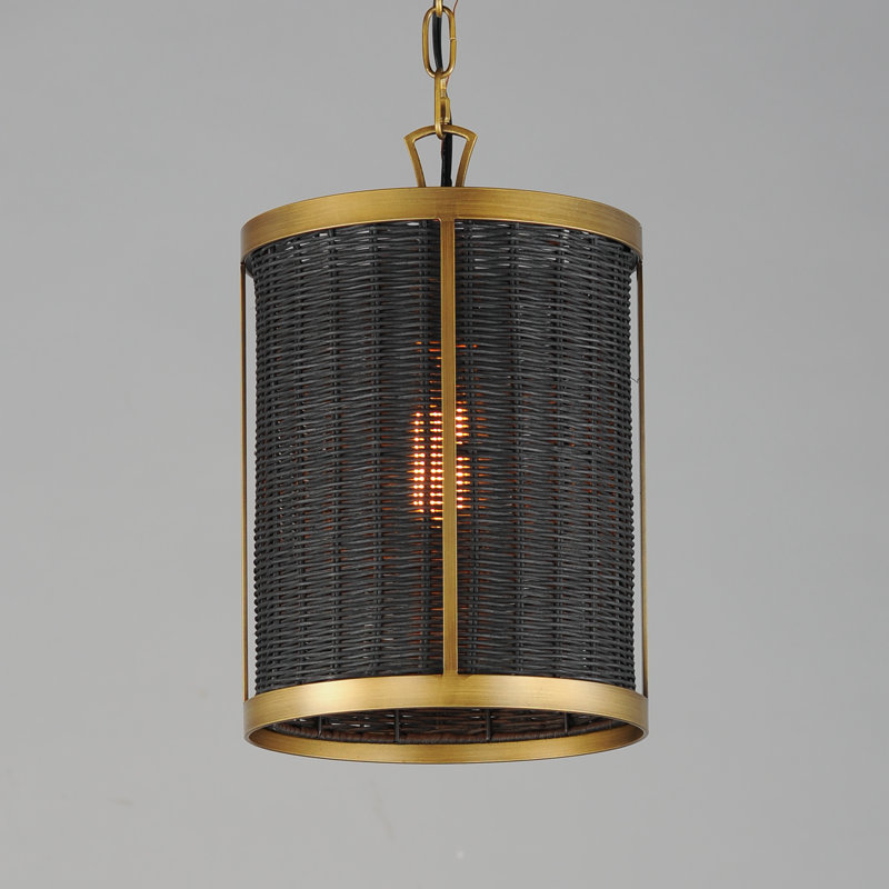 Luminaire suspendu cylindrique en laiton vieilli à 1 lumière Eddyville