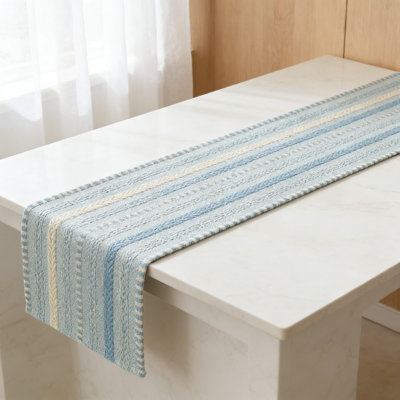 Farmhouse Woven Table Runner For Kitchen And Dining Table, Rustic Holiday Home Decor, Cotton Blend Fabric, 12X72 Inch