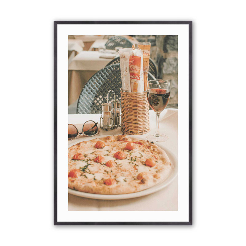 Imprimé italien italien, Cadre simple en zinc patiné, H 15,25 po x l 12,25 po x P 1,25 po