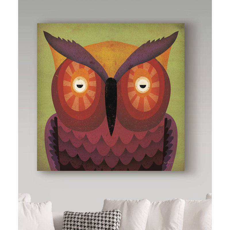 « hibou wow ii », art sur toile, H 18 po x l 18 po x P 2 po
