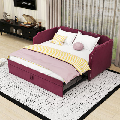 Twin Upholstered Daybed Bed with Trundle