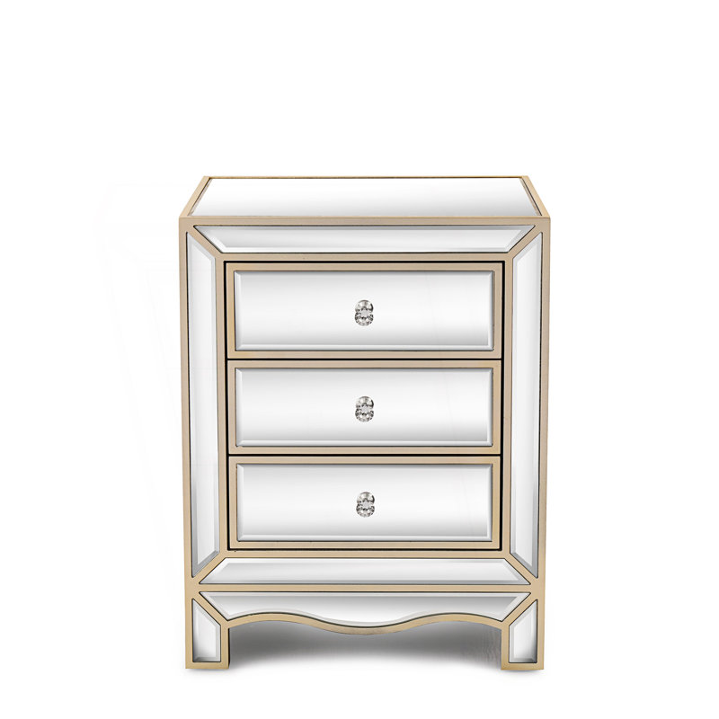 Mirror Three Extraction Cabinet, Multifunctional Bedside Table, Living Room Storage Cabinet