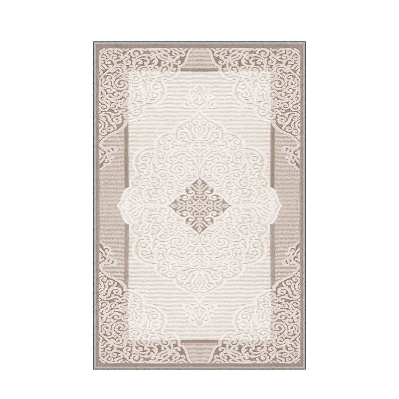 Stylish Woven Carpet, 5.2 x 7.5 Feet | 100% Polyester, 0.3 in Pile Height, Antibacterial, Non-Slip PVC Dot Underside | Machine Washable, 3D Digital Print | Perfect for Living Room, Bedroom & Home Décor