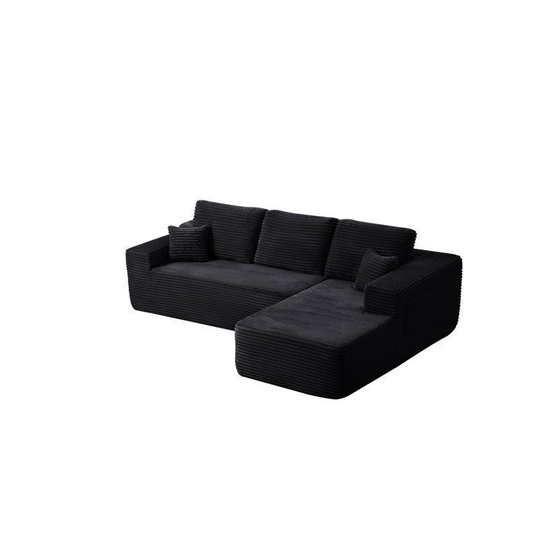 Canapé modulaire de 104 po avec méridienne en forme de L, canapé modulaire moderne avec siège profond, avec poches latérales, canapé rembourré pour chambre à coucher de 104 po