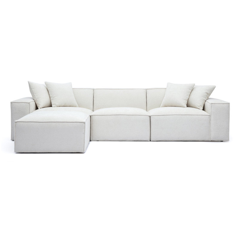 Cherylee Chenille Basketweave Modular Sectional, Cream Chenille
