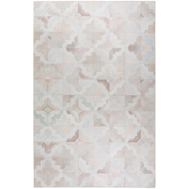 Tapis ivoire en chenille tissé à la machine Patchwork, Rectangle 8 pi x 10 pi