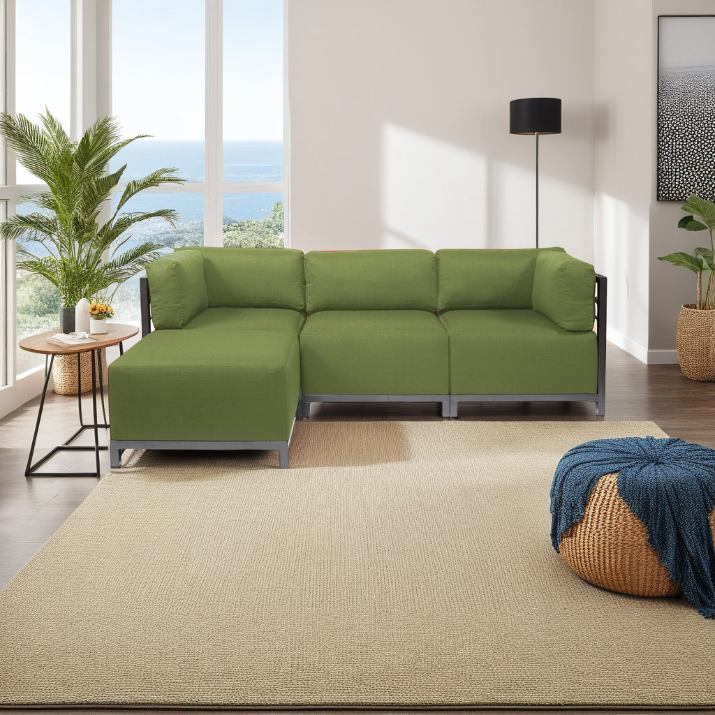 Olen 96" Sunbrella® Patio Sectional, Titanium, Moss Sunbrella