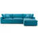 Commix Down Filled Overstuffed 4 Piece Sectional Sofa Set in Azure