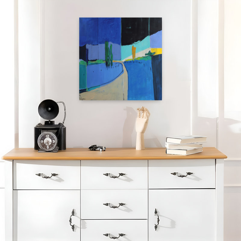 Paysage d'art abstrait contemporain, H 18 po x l 18 po