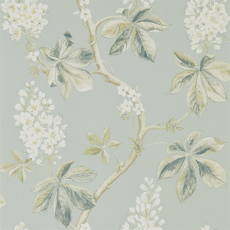 Chestnut Tree Wallpaper, Gray Blue/Sage