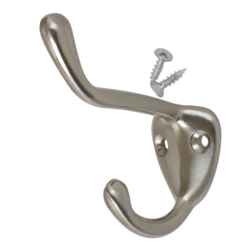 Metal Wall Hook, Satin Nickel