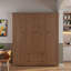 Armoire-penderie classique avec 4 portes, 2 tiroirs, tringles suspendues et rayures verticales-607993413