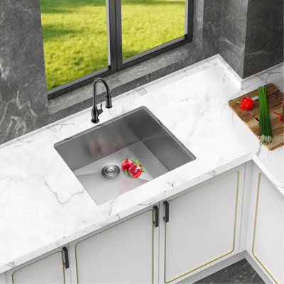 23 Inch Undermount Sink - Single Bowl Stainless Steel Kitchen Sink 18 Gauge 9 Inch Deep Kitchen Sink Basin