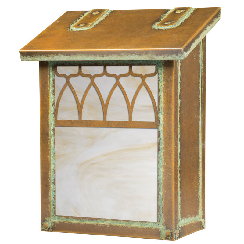 Abingt Brass Wall Mounted Mailbox, Gold Iridescent, New Verde