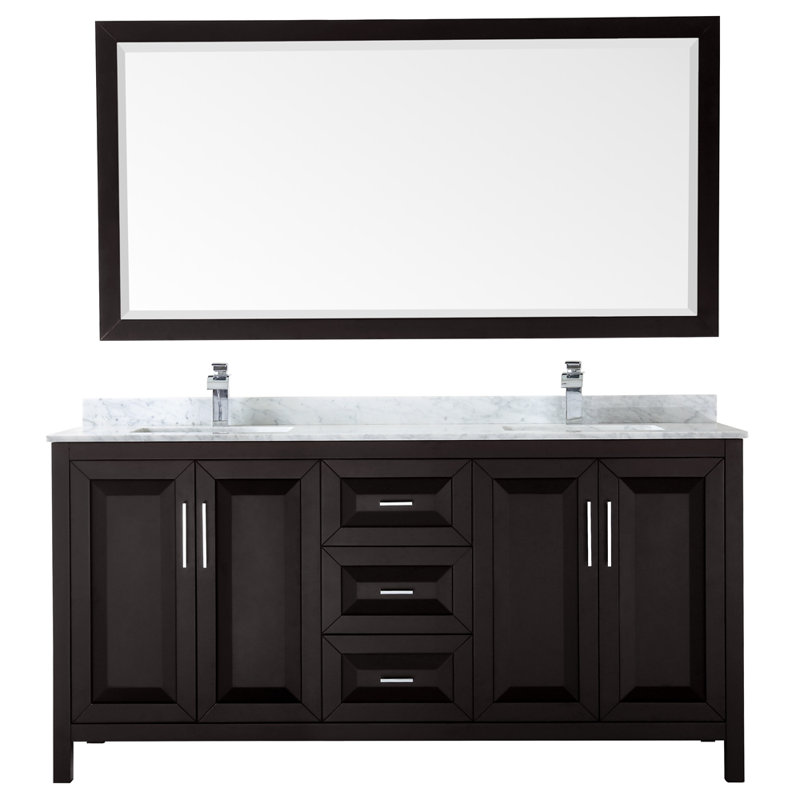 Daria 72'' W Double Vanity, Polished Chrome, White Cultured Marble, White